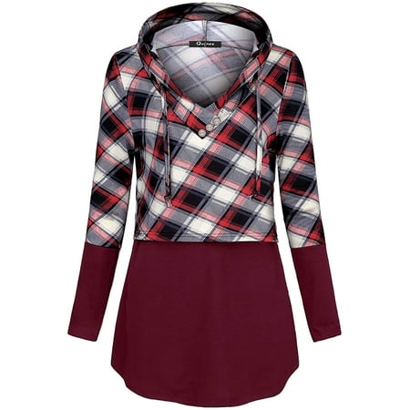 Quinee Women's Long Sleeve Plaid Colorblock Nursing Pullover Hoodie Sweatshirts Quinee Women's Long Sleeve Plaid Colorblock Nursing Pullover Hoodie Sweatshirts